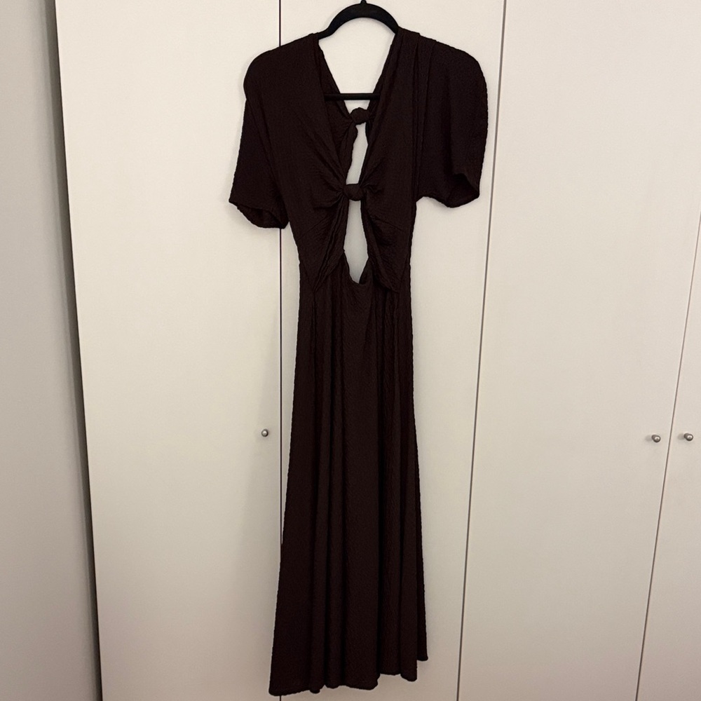 Brown Cutout Midi Dress